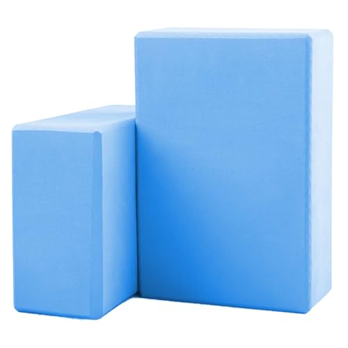 Yoga Blocks 2 Pack, Lightweight Premium EVA Foam Yoga Blocks, Non Slip Supportive Foam Blocks for Yogi, Pilates, Stretching and Meditation, Women Men Yogi Beginners Accessories - color: Light Blue