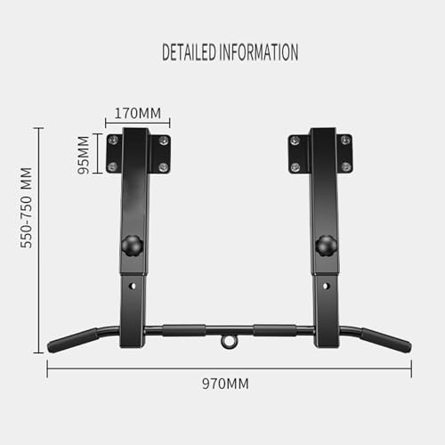 Wall-Mounted Pull-Up Bar, Heavy-Duty Steel Fitness Bar With Foam Handguards, Adjustable Height, Supports 300kg