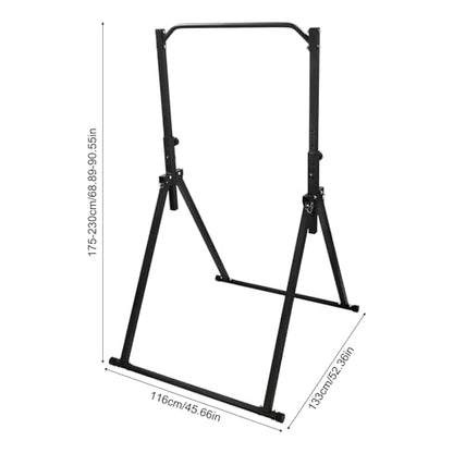 Pull Up Bar Dip Station, Foldable Pullup Bar Free Standing, Height Adjustable Pull Up Bar for Home Gym Strength Training Fitness Equipment, 440LBS - size: Without Handle