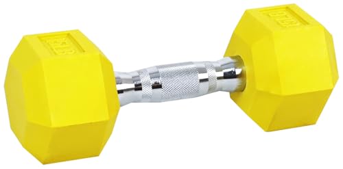 Rubber Encased Hex Weights Dumbbells Set of 5 – 50 lb Pair | Cast Iron Hand Weights with Anti-Slip Grip for Home Gym Strength Training