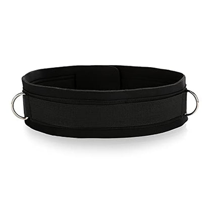 Waist Belt Harness - Soft Neoprene Padded Strap with 2 D Rings - Pulling Training Sports Fitness Exercise Workout Belt Harness for Speed Strength Agility Resistance
