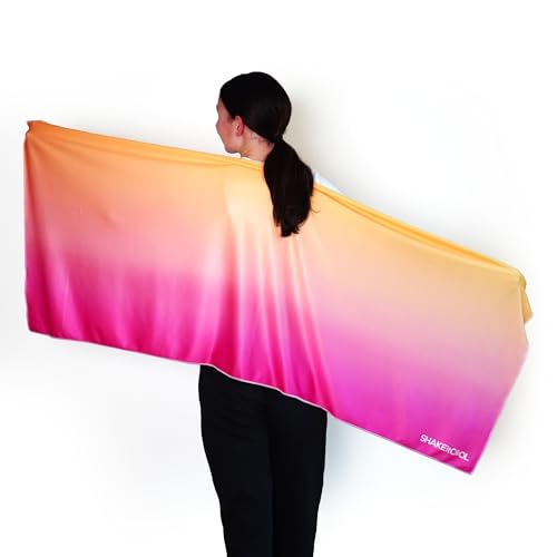 Large Cooling Shawl - Instant Heat Relief for Outdoor Events - color: Orange Pink Ombre
