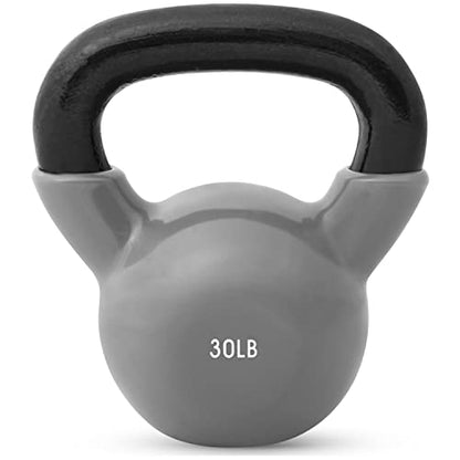 JFIT Kettlebell Weights Vinyl Coated Iron - style: 30lb (Gray)