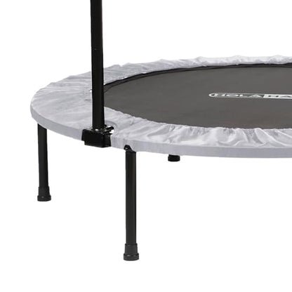 48-Inch Foldable Mini Trampoline Fitness Rebounder for Home Gym Workouts, White – with 5-Level Adjustable Handle, Heavy-Duty Steel Frame, Portable Design, and Supports up to 440 Pounds
