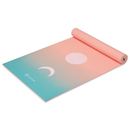 Gaiam Yoga Mat - Premium 6mm Print Extra Thick Non Slip Exercise & Fitness Mat for All Types of Yoga, Pilates & Floor Workouts (68"L x 24"W x 6mm Thick) - color: Pastel Moon Phases