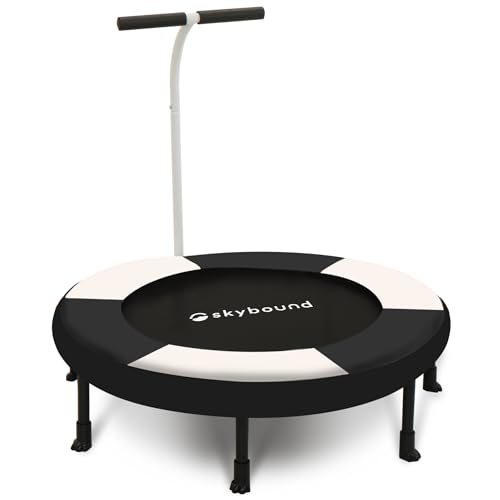 SkyBound 36 Inch Indoor Trampoline for Kids - Kids Trampoline Indoor with Handle - Toddler Trampoline with Upgraded 2.0mm Steel Pipe and Handlebar - Mini Indoor Trampoline for Kids Age 3 and Above