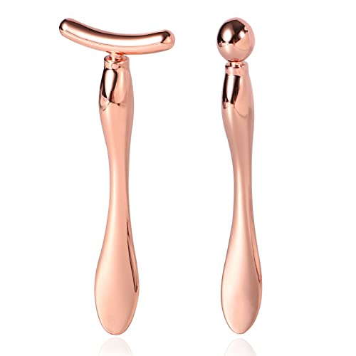 2 Pcs Metal Eye Cream Applicator Face Roller Massager Tool,Eye Massage Wand Stick Women for Facial Massager for Reducing Puffiness Wrinkle gift for women