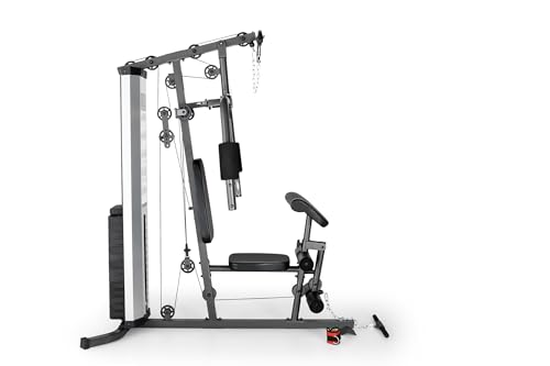 Marcy Multifunctional Workout Station 100lbs to 200lbs Stack Home Gym for Weightlifting and Bodybuilding - color: Grey - MWM-988
