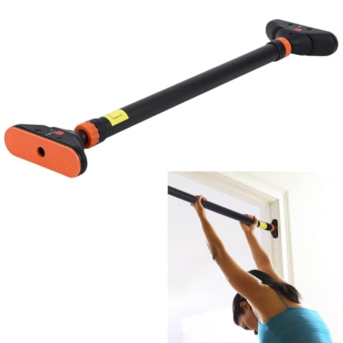 Pull Up Bar for Doorways, Chin Up Bar with Level Meter and Adjustable Width for Strength Training,No Screws Required, Weight Capacity 440 LBS,Orange