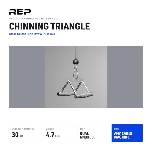 REP Fitness LAT Pulldown and Low Row Cable Machine Attachments and Functional Trainer Attachments – Curl Bar, D-Handle, Ankle Cuff, Tricep Rope, Sports Handle, Straight Bar, Row, Chinning Triangle - style: Chinning Triangle Rowing Attachment