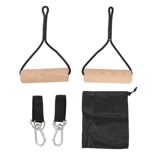 Wooden Gymnastic Rings with Adjustable Straps - Rings for Home Gym, Calisthenics, Pull Ups & Strength Training