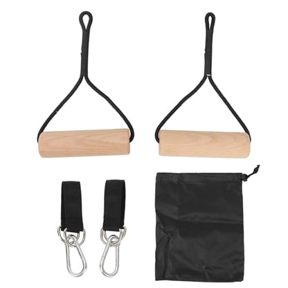 Wooden Gymnastic Rings with Adjustable Straps - Rings for Home Gym, Calisthenics, Pull Ups & Strength Training