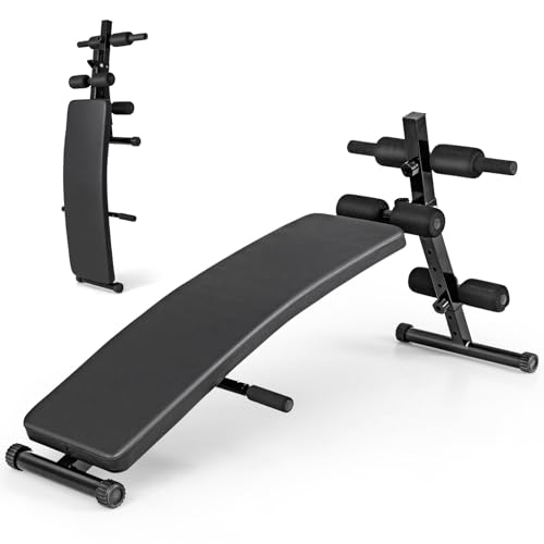 Sit Up Bench, Folding Exercise Bench Ab Workout Equipment, Adjustable Decline Workout Bench for Home Gym