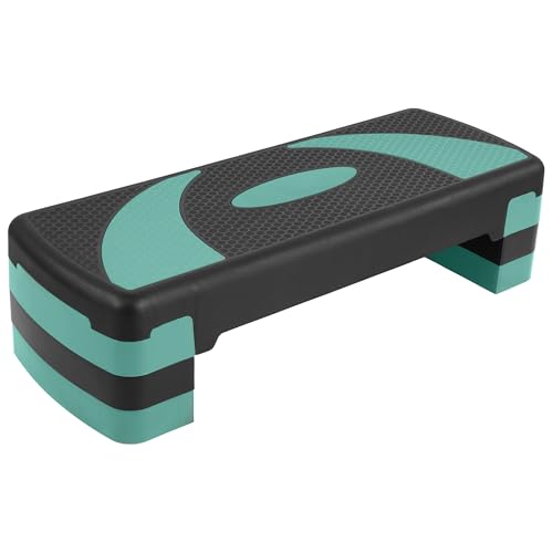 Fitvids Step Aerobic Platform, Exercise Step with levels Adjustable Height, Stackable Risers, Fitness Training Workout Stepper for Home Gym, Cardio Strength - color: Green Jasper