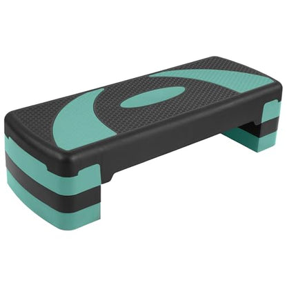 Fitvids Step Aerobic Platform, Exercise Step with levels Adjustable Height, Stackable Risers, Fitness Training Workout Stepper for Home Gym, Cardio Strength - color: Green Jasper