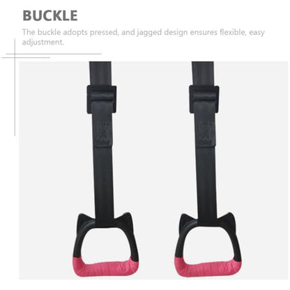 jojofuny Kids Gymnastic Rings Set with Adjustable Nylon Straps and Steel Buckles Professional Pull up Rings for Home Strength Training and Outdoor Fitness