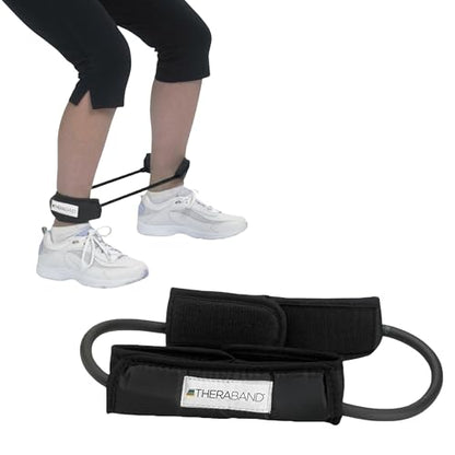 THERABAND Resistance Tubes, Professional Latex Elastic Tubing For Physical Therapy, Lower Pilates, At-Home Workouts, & Rehab, 12 Inch, Padded Cuffs, Black, Special Heavy, Advanced Level 1