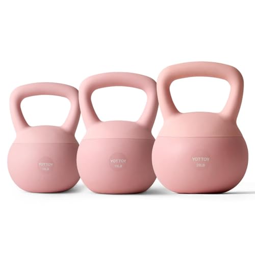 YOTTOY Soft Kettlebell,Kettlebell Anti-Slip Grip Weight for Home Workouts, Kettlebells Set Strength and Safety Guaranteed - color: Pink, size: 10-15-20 Pounds