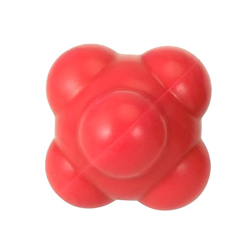 UKCOCO Red Agility Training Ball for Hand Eye Coordination Improvement Medium Difficulty Six Sided Reaction Ball for Reflex and Speed Development in Sports Training