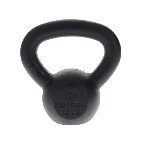 Body Sport Cast Iron Kettlebell - Professional Weight Training Equipment for Home & Gym Workouts - size: 10.0 Pounds