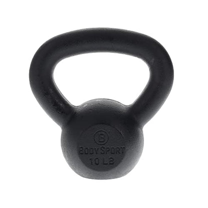 Body Sport Cast Iron Kettlebell - Professional Weight Training Equipment for Home & Gym Workouts - size: 10.0 Pounds