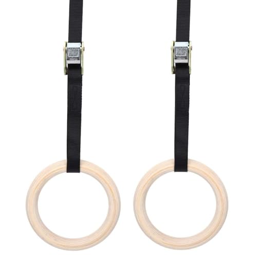 Adjustable Birch Gym Rings Set, Strength Training Equipment, for Children, Indoor/Outdoor Swing