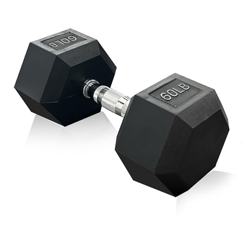Rubber Hex Dumbbell, Multiple Weight Options 15-550 lbs - color: 60LB