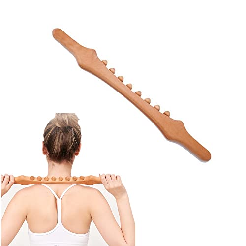Body Back Wood Therapy Curved Roller,8 Beads Lymphatic Drainage and Cellulite Massage Stick Tool,Wooden Gua Sha Massage Tools 20.47INCH - color: Style a Primary Color