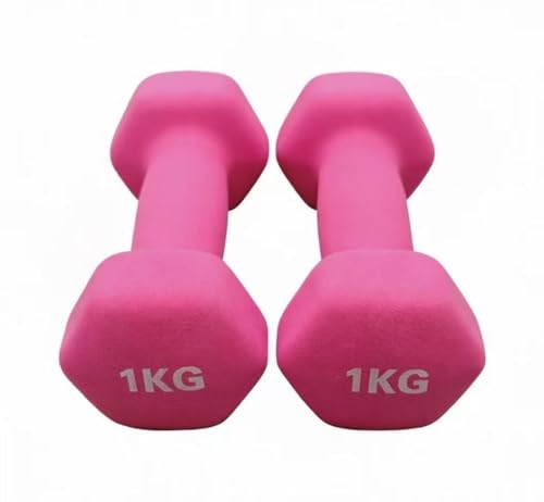 Pink Neoprene Dumbbell Hand Weights, Anti-Slip Hex Shape, 1 Pair for Exercise and Muscle Toning - color: Pink, size: 4 pound