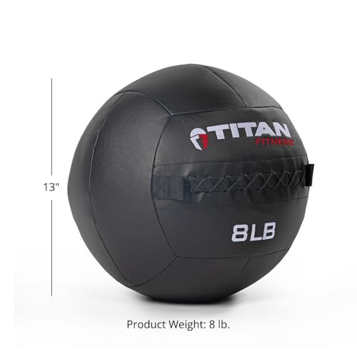 Titan Fitness Soft Shell Medicine Wall Ball, Cross-Texture Grip - size: 8 lb