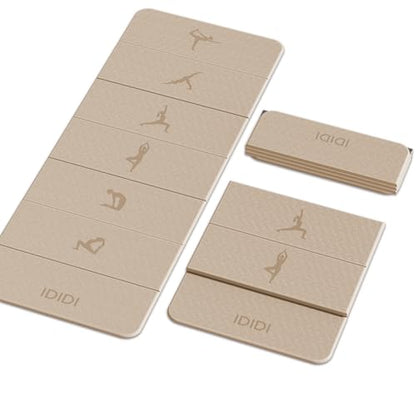 Foldable Yoga Mat Thick 0.32"(8mm) - color: Beige-Pattern