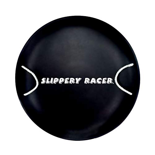 Slippery Racer ProDisc 26 Inch Heavy Duty Aluminum Iron Alloy Metal Kids Winter Saucer Snow Sled with Dual Riveted Soft Grip Rope Handles