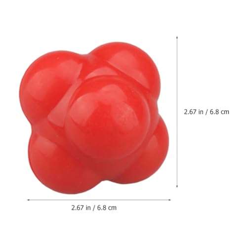 Hemoton Hexagonal Reaction Ball for Hand Eye Coordination Training, Red Large 68mm Silicone Agility Fitness Ball for Indoor Speed and Reflex Exercise