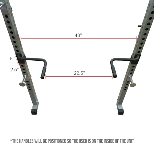 Valor Fitness Power Rack Dip Handle Attachments with Multiple Fits - Options Compatible with 2" & 2.5" Uprights and 3" Rigs with 1" Hole - Strength Training Accessory - size: 2.5" x 2.5" Frame