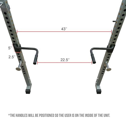 Valor Fitness Power Rack Dip Handle Attachments with Multiple Fits - Options Compatible with 2" & 2.5" Uprights and 3" Rigs with 1" Hole - Strength Training Accessory - size: 2.5" x 2.5" Frame