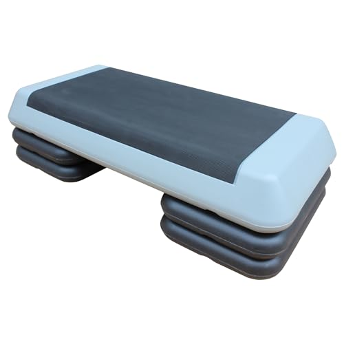 Aerobic Stepper, Adjustable Workout Aerobic Stepper in Fitness & Exercise Step Platform Trainer with 4 Risers - color: Gray