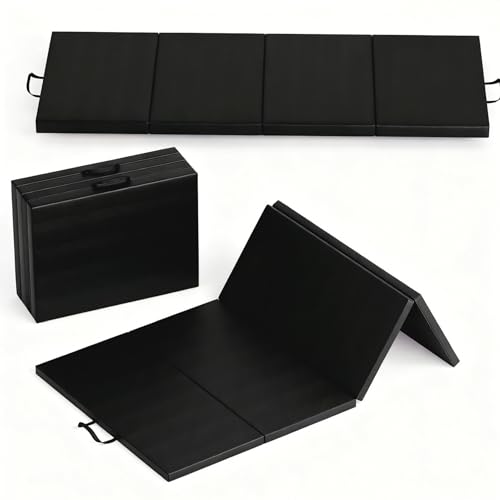 Folding Gymnastics Mat, 6x3Ft/6x2Ft Thick Portable Exercise and Tumbling Pad for Home Gym, Pilates, Aerobics and Martial Arts, 4-Panel Folding Floor Mat - size: 4-fold 6x2Ft