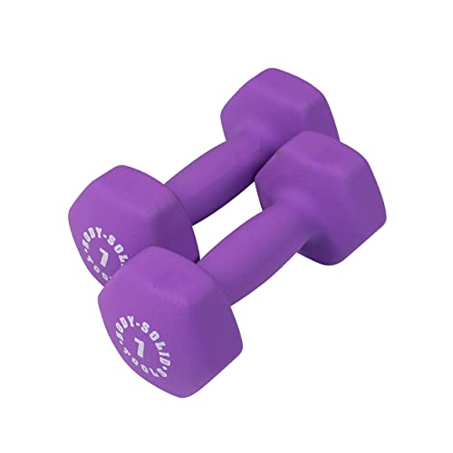 Body-Solid Tools Neoprene Dumbbell for Weight and Aerobic Strength Training, Pilates & Physical Therapy, Hand Weights for Men and Women, Commercial and Home Gym Free Weights Hex End Dumbbells - color: 7lbs.Purple