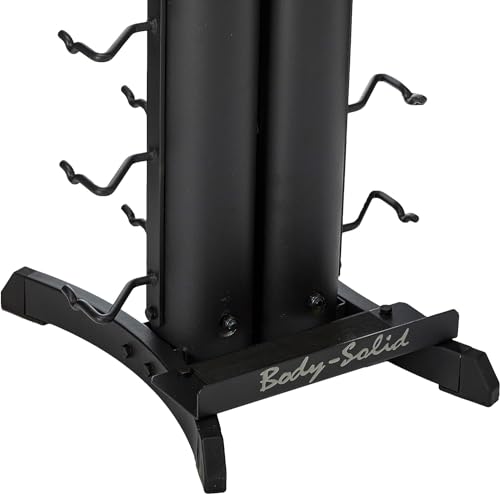 Body-Solid Vertical Gym Organizer Package with Lat and Curl Bar, Revolving Bars, Tricep Pressdown and Handles, Compact Storage Rack for 20 Handles & Straps, Home Accessories Organization - style: Rack Only