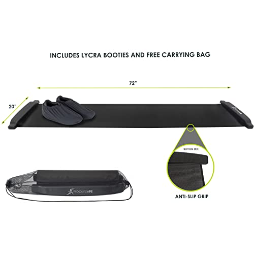 ProsourceFit Slide Board Mat for Exercise 6’ with End Stops, Booties & Carrying Bag for Low-Impact Indoor Home Workouts and Sports Training