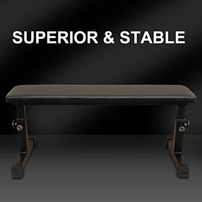 Flat Weight Bench, 5 Level Adjustable Height Flat Utility Weight Bench, 400lb Capacity Adjustable Strength Training Bench Press for Home Gym Weight Training and Ab Exercises
