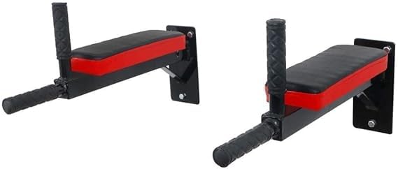 Wall Mounted Dip Station with 4 Padded Handles, Heavy Duty Exercise Bar
