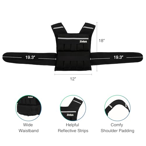 ZELUS Weighted Vest, 20lb/23lb/30lb/45lb/60lb Vest Adjustable Weights for Exercise, Weight Vest for Men, Workout Vest for Home Workouts Cardio Strength Training Weight Loss