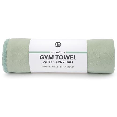 S&T INC. Gym Travel Towel, 1 Pack, Cooling Towels for Camping, Yoga, Home and Gym Bag, 1 Storage Bag Included, 12 Inch x 40 Inch, Microfiber, Sage Green - color: Sage (1 Pack)