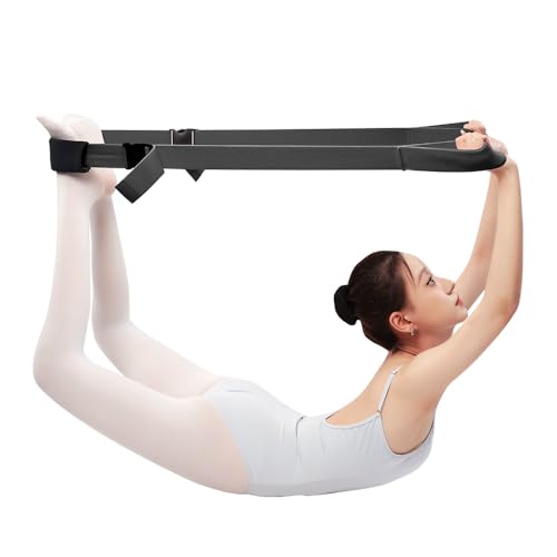 Modular 3-in-1 Yoga Straps System: Detachable Ends with Quick-Lock Buckles & Lumbar Pad - 150cm Adjustable Stretching Band for Splits, Pilates, Gym, Dance, Physical Therapy & Flexibility Training - color: Black