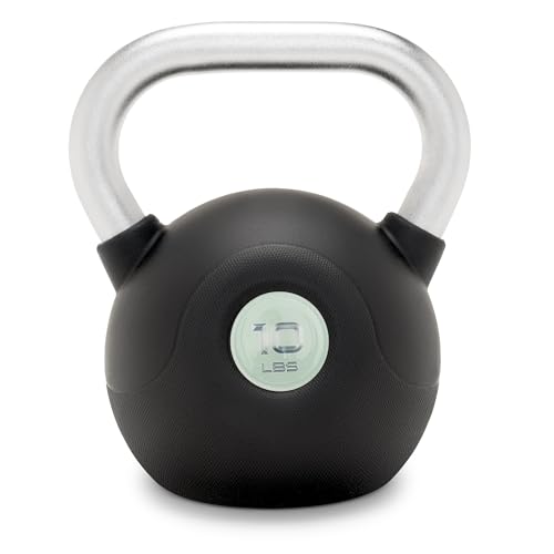 Marcy Commercial Grade PU Coated Kettlebell – 10 to 40 LB Single Weights with Textured Steel Handle, Flat Base – Strength Training for Full Body & Home Gym Workouts