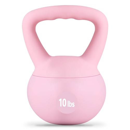 DlandHome Kettlebell Weights Strength Training Kettlebell-Great for Full Body Workout and Strength Training,Easy Grip Handle,PVC Filled with Iron Sand - color: Pink-10lbs
