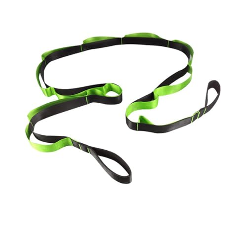 Stretching Strap with Loops - Non Elastic Stretch Band for Physical Therapy, Yoga Strap for Stretching Equipment, Stretch Bands for Exercise and Flexibility - color: Green