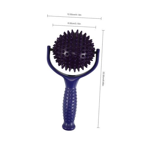 Large Spiky Muscle Massage Roller Stick for Back and Legs, Portable Exercise Relaxation Roller with Dual Blue and Purple Spiky Balls, Handheld Trigger Point Self Massager