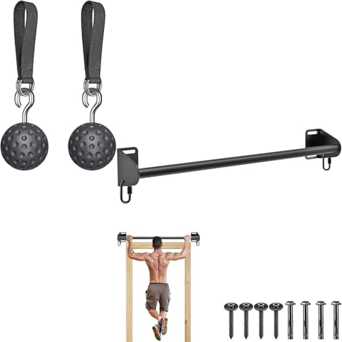 SELEWARE Pull Up Ball Grip & Wall Mounted Pull Up Bar, Heavy Duty Home Gym Equipment for Strength Training, Chin Ups
